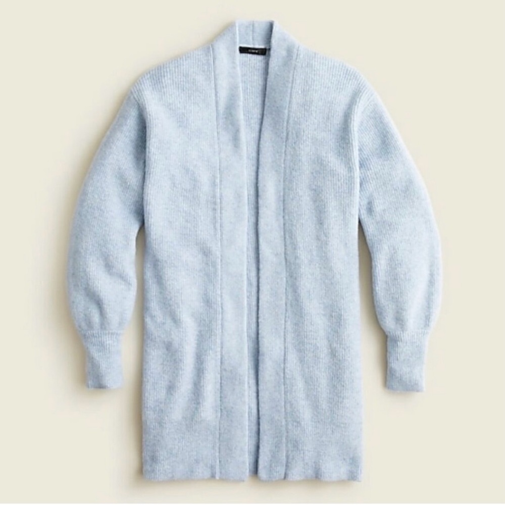 J Crew Longline Ribbed Knit Open Front Cardigan Sweater in Supersoft Yarn S EUC
